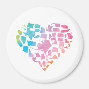 Imán Corazón de Estados Unidos de la acuarela