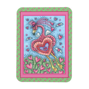 IMÁN CORAZÓN DE FLAMINGO ROSA Y CORAZÓN DE VUELO VALENT