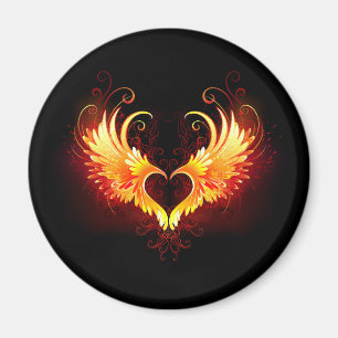 Imán Corazón de Fuego Ángel con Alas