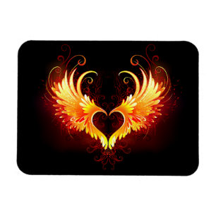 Imán Corazón de Fuego Ángel con Alas