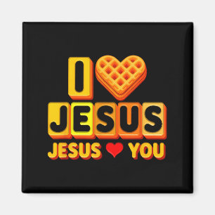 Imán Corazón de gofre amo a Jesús divertido desayuno cr