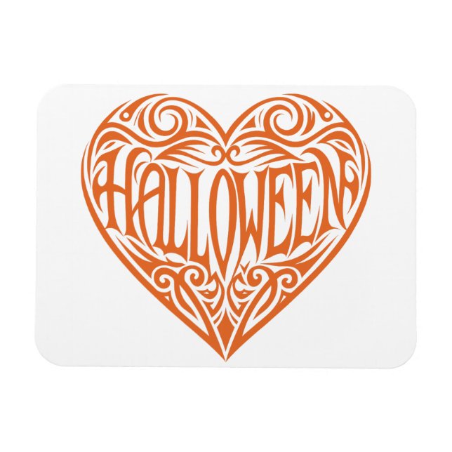 Imán Corazón de Halloween, Corazón Naranja, Fiesta (Horizontal)