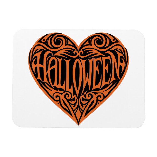 Imán Corazón de Halloween, Corazón Naranja, Fiesta (Horizontal)