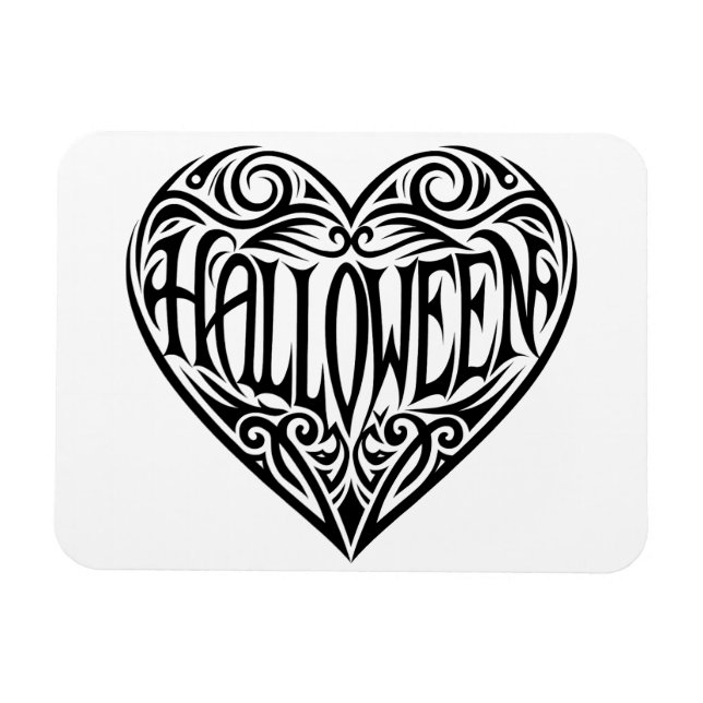 Imán Corazón de Halloween, Corazón Negro, Fiesta (Horizontal)