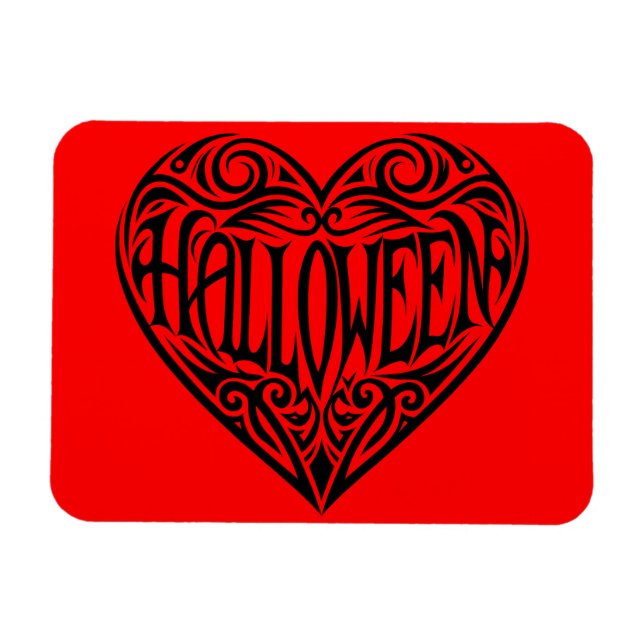 Imán Corazón de Halloween, Corazón Negro, Fiesta (Horizontal)