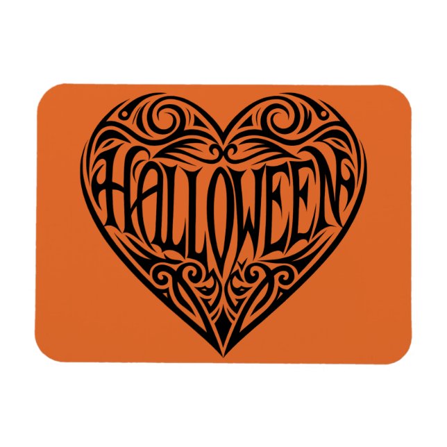 Imán Corazón de Halloween, Corazón Negro, Fiesta (Horizontal)