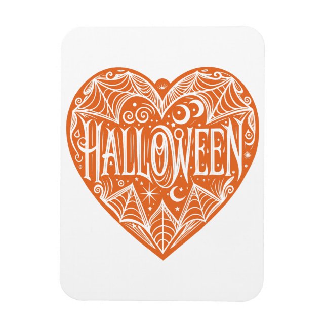 Imán Corazón de Halloween, forma de corazón naranja, fe (Vertical)