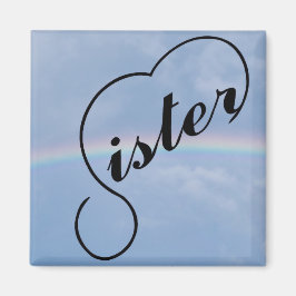Imán Corazón de hermana y arco iris