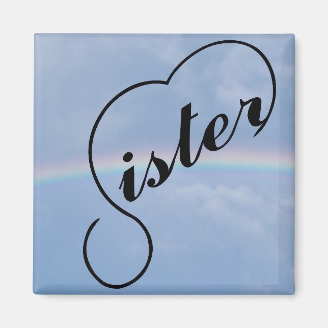 Imán Corazón de hermana y arco iris (Frente)