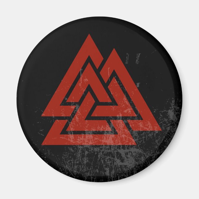 Imán Corazón de Hrungnir (grunge rojo y negro) (Frente)