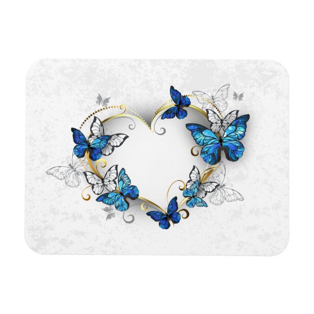 Imán Corazón de joyas con mariposas Morfo (Horizontal)