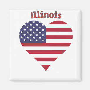 Imán Corazón de la Bandera Americana de Illinois