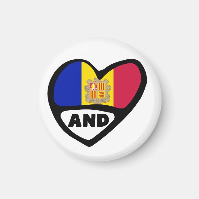 Imán Corazón de la bandera de Andorra y (Frente)