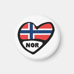 Imán Corazón de la bandera del país de Noruega, NOR