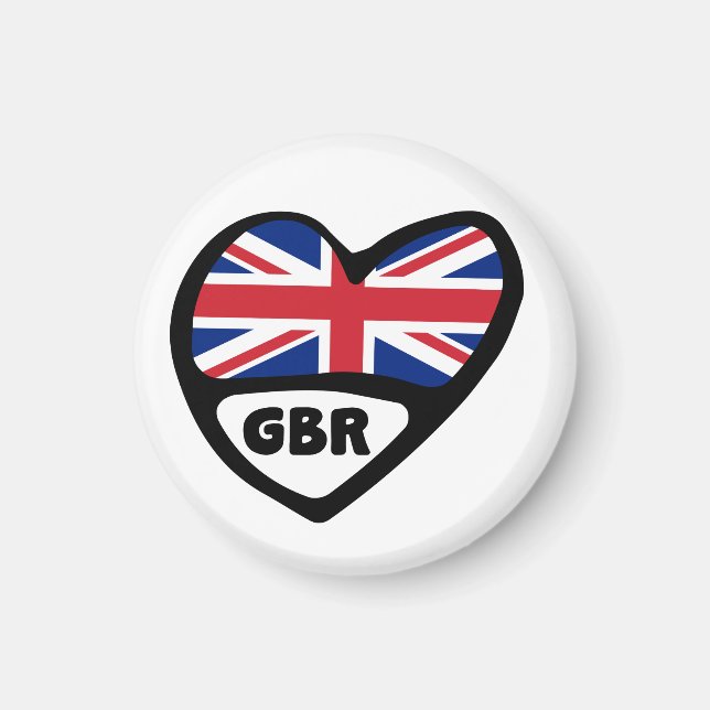 Imán Corazón de la bandera del Reino Unido, GBR (Frente)