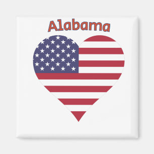 Imán Corazón de la bandera estadounidense de Alabama