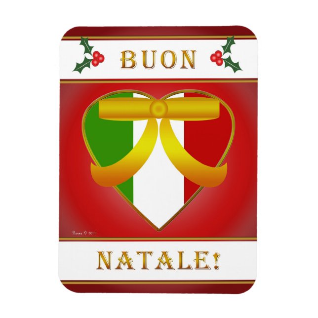 Imán Corazón de la bandera italiana Buon Natale (Navida (Vertical)