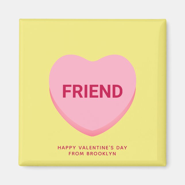 Imán Corazón de la conversación amarilla rosa de los am (Frente)