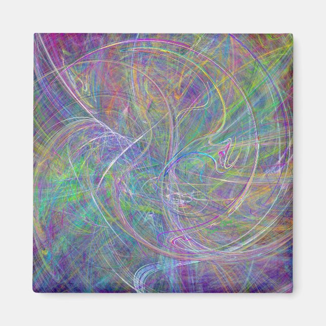 Imán Corazón de la luz - Aqua Flames & Indigo Swirls (Frente)