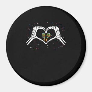 Imán Corazón de la mano de esqueleto Maracas Cinco De M