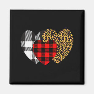 Imán Corazón de leopardo Búfalo Rojo Negro Cuadro Escoc