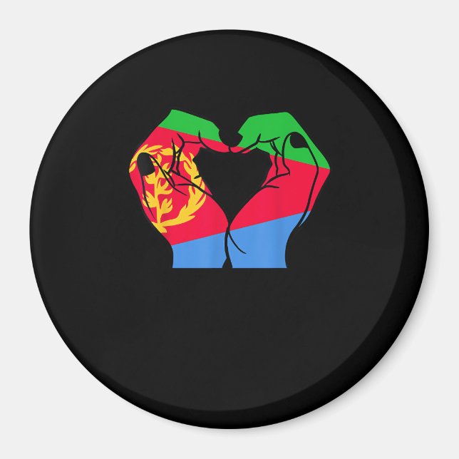 Imán Corazón de manos con bandera eritrea (Frente)