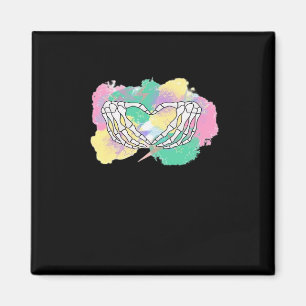 Imán Corazón De Manos De Esqueleto Con Backgr De Color