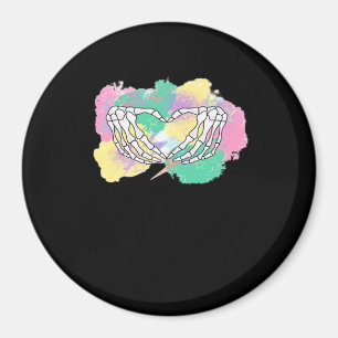 Imán Corazón De Manos De Esqueleto Con Backgr De Color 