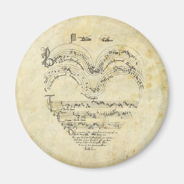 Imán Corazón de manuscrito medieval (Frente)