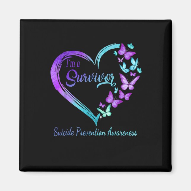 Imán Corazón de mariposa soy una superviviente prevenci (Frente)