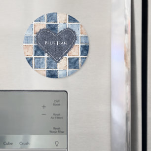 Imán Corazón de mezclilla azul crema falsa