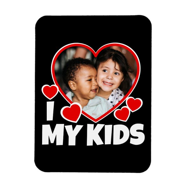 Imán Corazón de mis hijos foto personalizada flexible (Vertical)