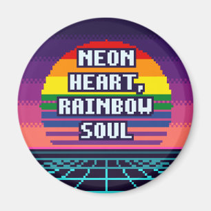Imán Corazón de neón, orgullo del alma arcoíris Pixel M