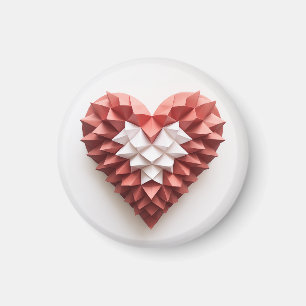 Imán Corazón de origami rojo y blanco
