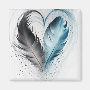 Imán Corazón de Pluma - Azul Claro