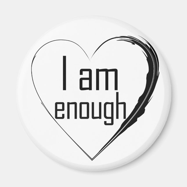 Imán corazón de plumas negras 'soy suficiente' (Frente)