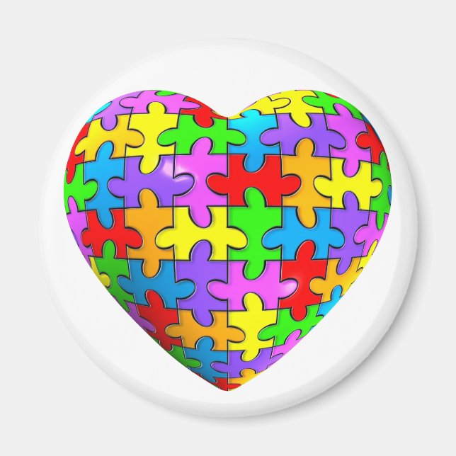 Imán Corazón de rompecabezas del autismo (Frente)