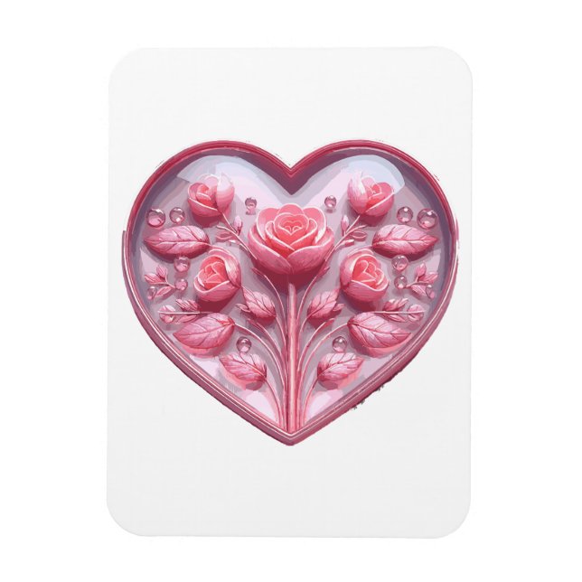 Imán Corazón De Rosas (Vertical)