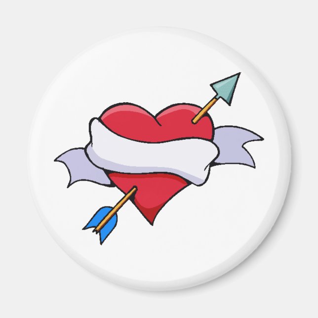 Imán Corazón de San Valentín de Bow y Arrow con cartel  (Frente)