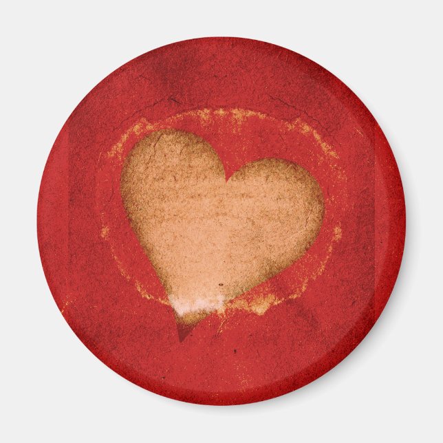 Imán Corazón de San Valentín grunge rojo (Frente)