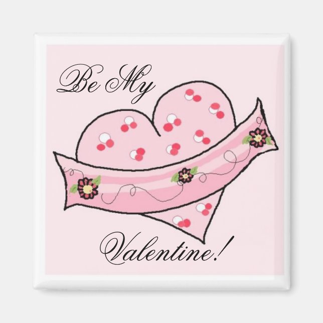 Imán Corazón de San Valentín Rosa con Faja (Frente)