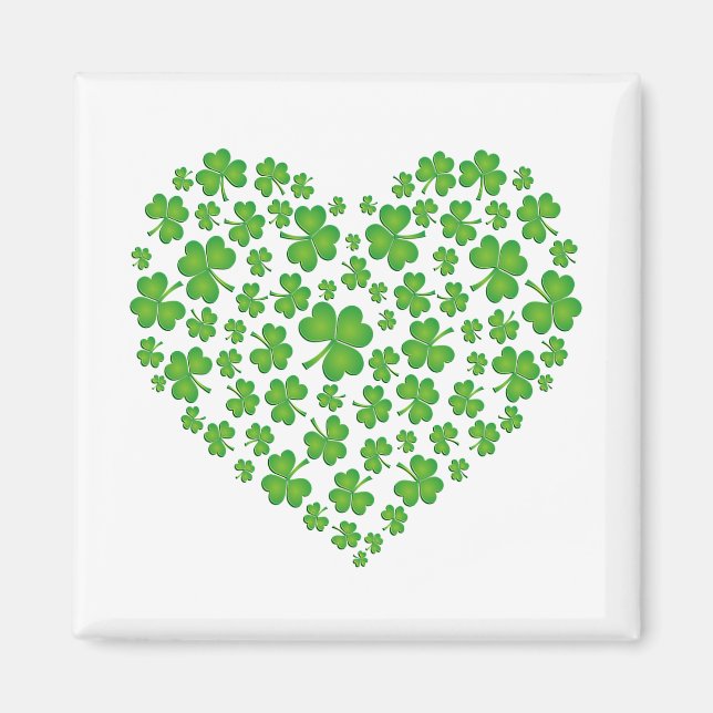 Imán Corazón de Shamrock verde (Frente)