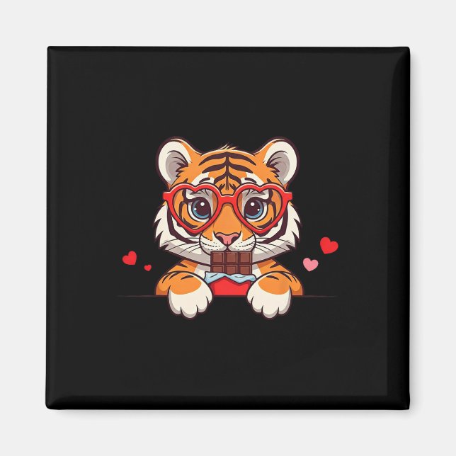 Imán Corazón de Tigre Divertido Chocolate San Valentín  (Frente)