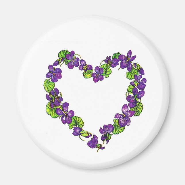 Imán Corazón de violetas (Frente)