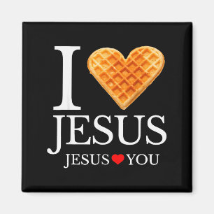 Imán Corazón de Waffle Me Encanta Jesús Divertido Desay