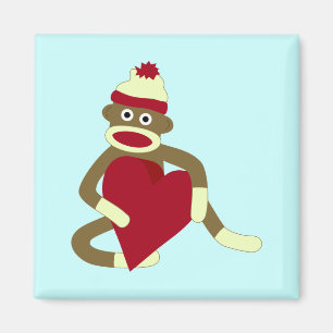 Imán Corazón del amor del mono del calcetín