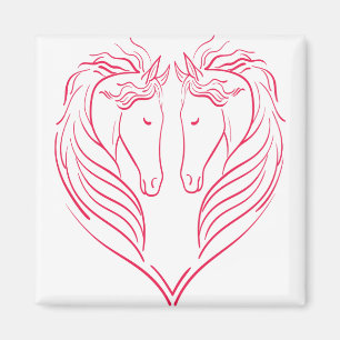 Imán Corazón del gato de caballo-caballo-corazón-ches