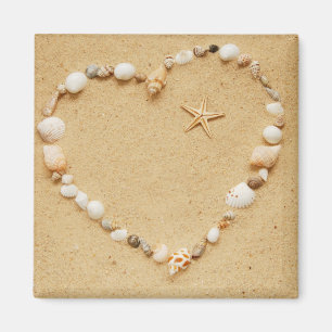 Imán Corazón del Seashell con las estrellas de mar