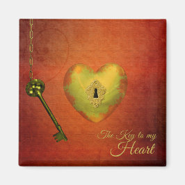 Imán Corazón dorado con clave