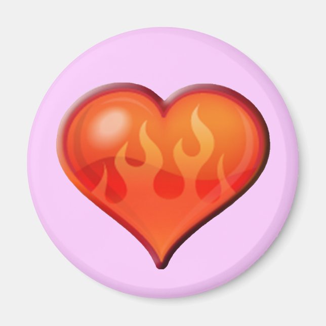 Imán Corazón en llamas ardiente (Frente)